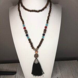 Wood and Acrylic Bead Necklace